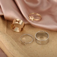 2 piecesset trendy gold butterfly rings lover couple rings set friendship engagement for women men wedding open jewelry