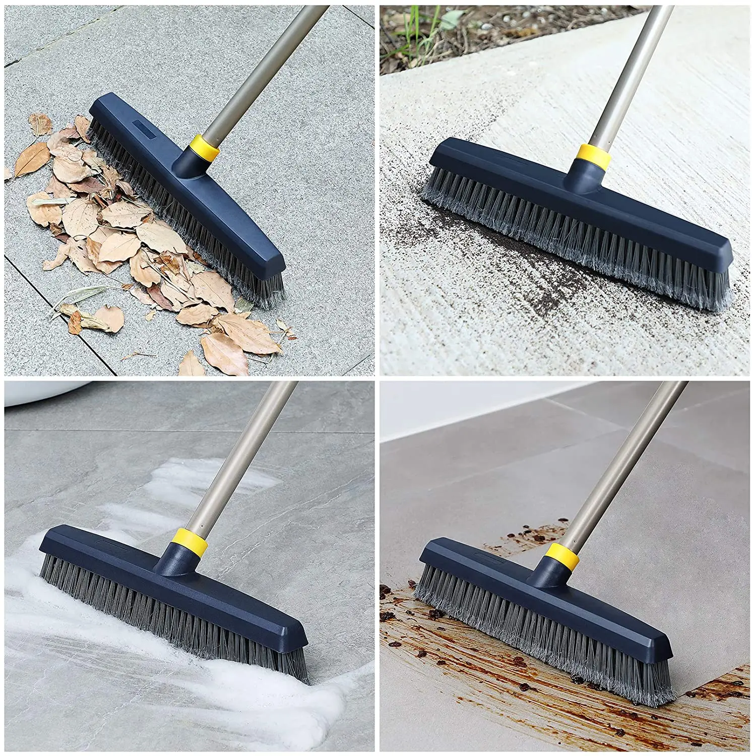 

Eyliden 12.6 Push Broom Stiff Bristles Floor Scrub Brush Heavy-Duty Brooms with Adjustable Handle for Home Cleaning