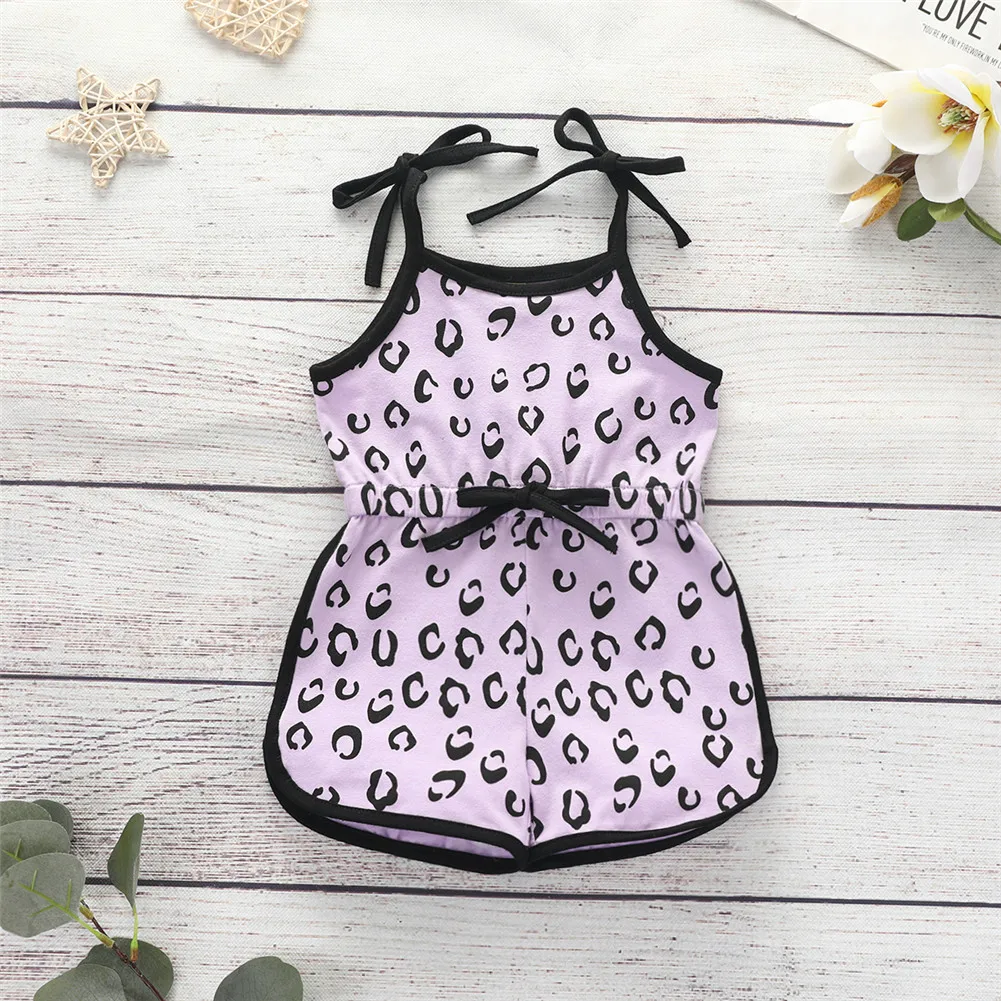 Newborn Baby Girls Camisole Rompers Summer Fashion Cute Sling Sleeveless Leopard One Piece Set For Infant 0-2Y Jumpsuit | Детская одежда