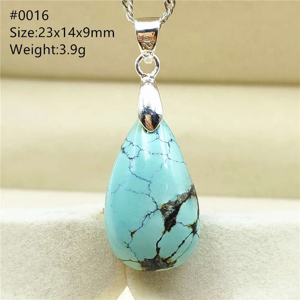 Natural Green Turquoise Gemstone Pendant Crystal Water Drop Rectangle Women Men Blue Healing Necklace AAAAA | Украшения и