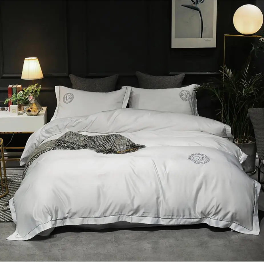 Комплект постельного белья принцессы из белого шелка/хлопка домашний текстиль