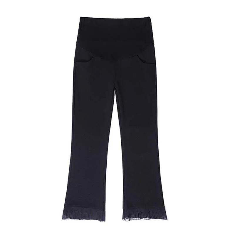 Pantalones de maternidad negros para mujeres embarazadas, moda coreana, cintura el&aacute;stica, vientre, OL, Primavera, 3369, 2021, #9/10-4