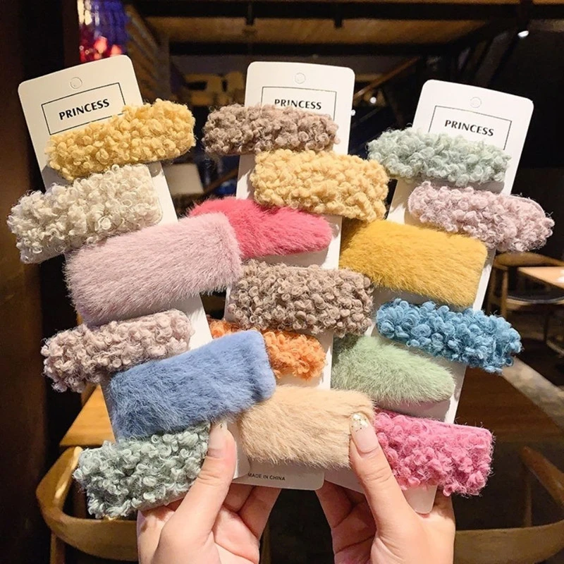 

Заколки для волос, из искусственного меха, ярких цветов, 10/5/3/1 шт.