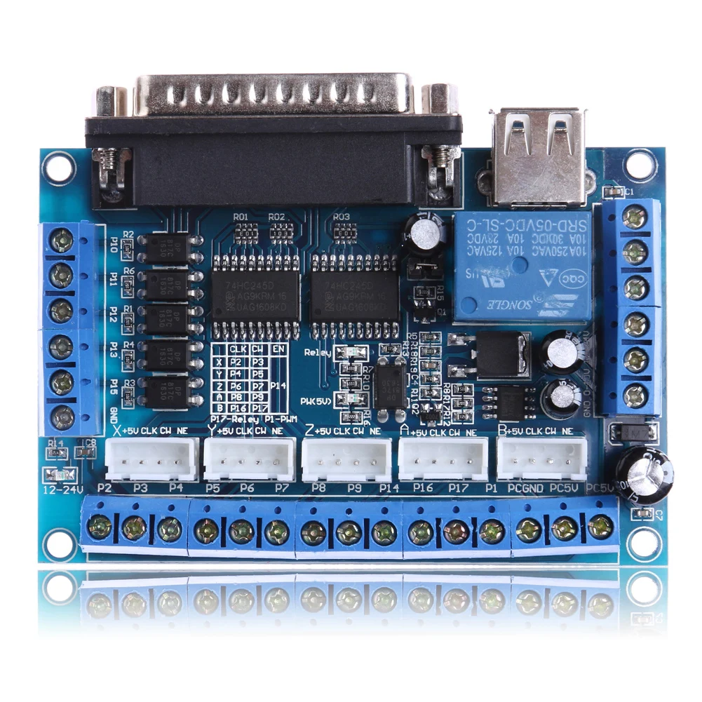 ALLOYSEED 90x70x15 мм DC 12 24 в 17 LPT портов PCI Расширительная плата с USB кабелем для Mach3