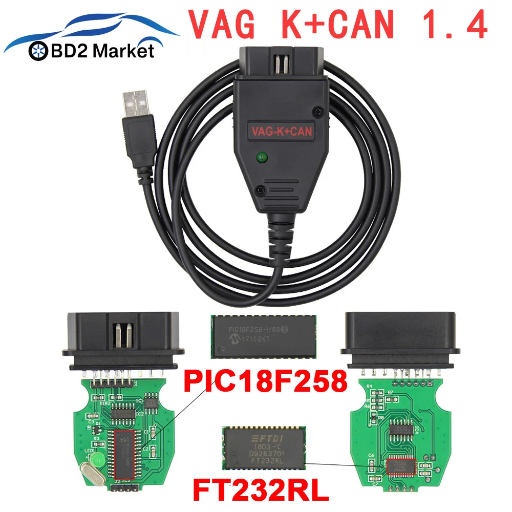 VAG K+ CAN Commander 1,4 k+ can OBD 2 USB сканер для VW/AUDI/SKODA/SEAT VAG v 1,4 commander k+ can Line с FTDI FT232RL OBD2 OBD