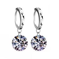 8 colors option classic girl women gift jewelry 925 sterling silver and shining 5a cubic zirconia dangle huggie earrings