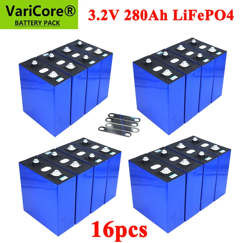 

16x 3.2V 280Ah LiFePO4 batteries DIY 4s 12V 24V 280AH Rechargeable battery pack for Electric car RV Solar Energy storage system