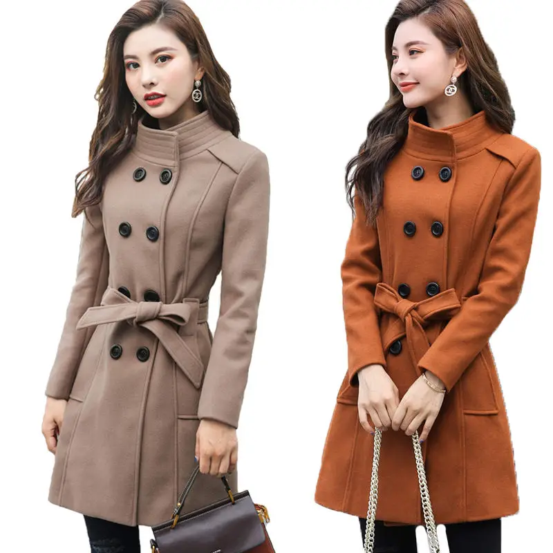 

Women Full Sleeve Coat Spring And Autumn Double-Breasted Outwear Causal Style Overcoats