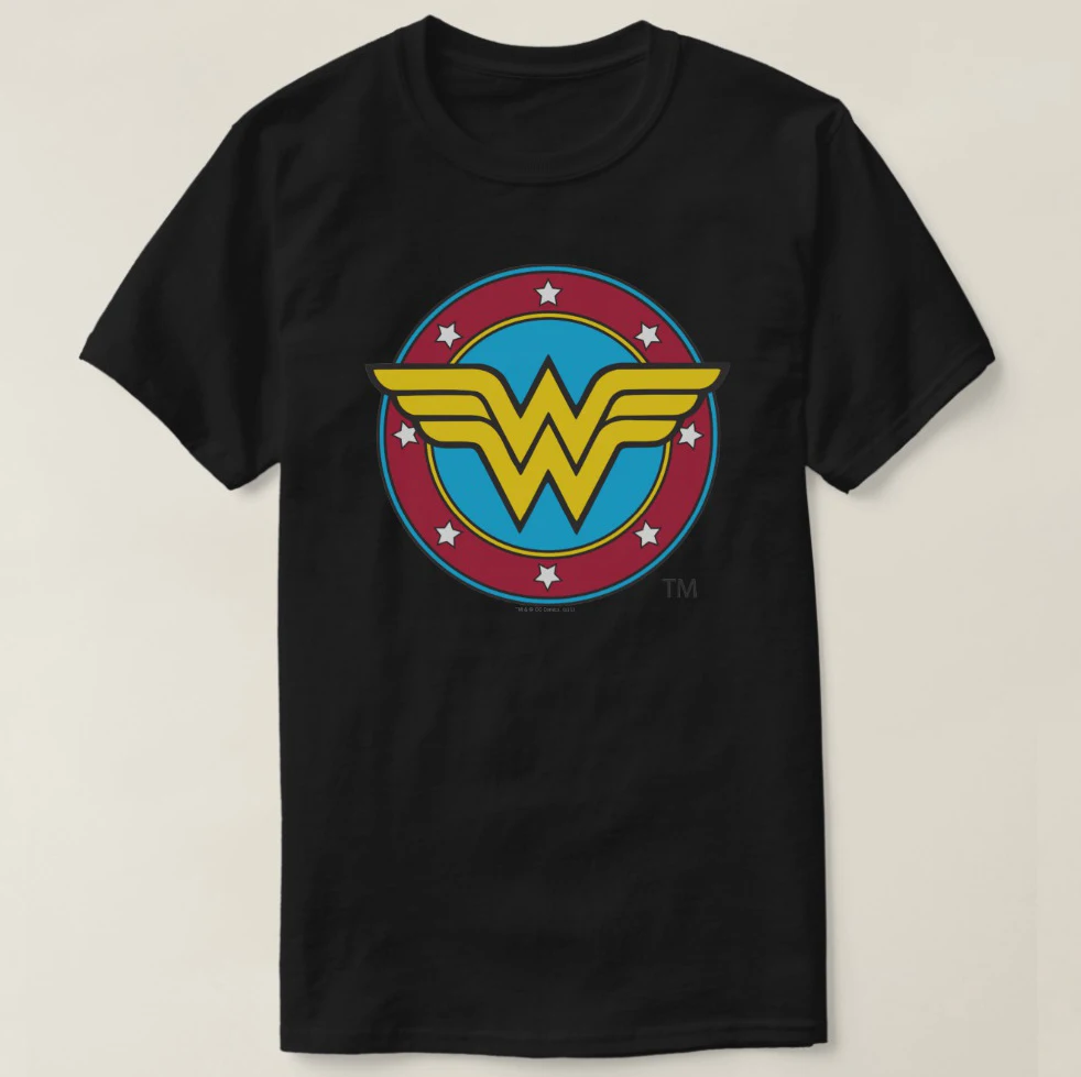 2019 Мужская футболка с принтом хлопковая коротким рукавом логотипом Wonder Woman Circle