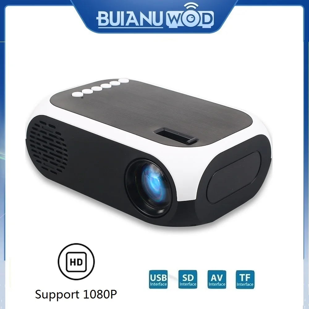 Мини-проектор BUIANUWOD 320x240 пикселей светодиодный умный USB AV поддержка 1080P Full HD