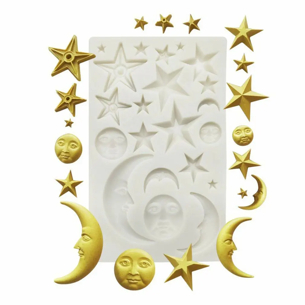

Silicone Mold For Stars And Moon Human Faces Fondant Cake Decoration Baking Mold Non-toxic Dust-resistant