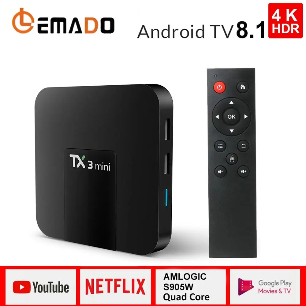 ТВ приставка Android 8 1 3D 2 Гб 16 четырехъядерный процессор Amlogic S905W поддержка wifi 4K HDR
