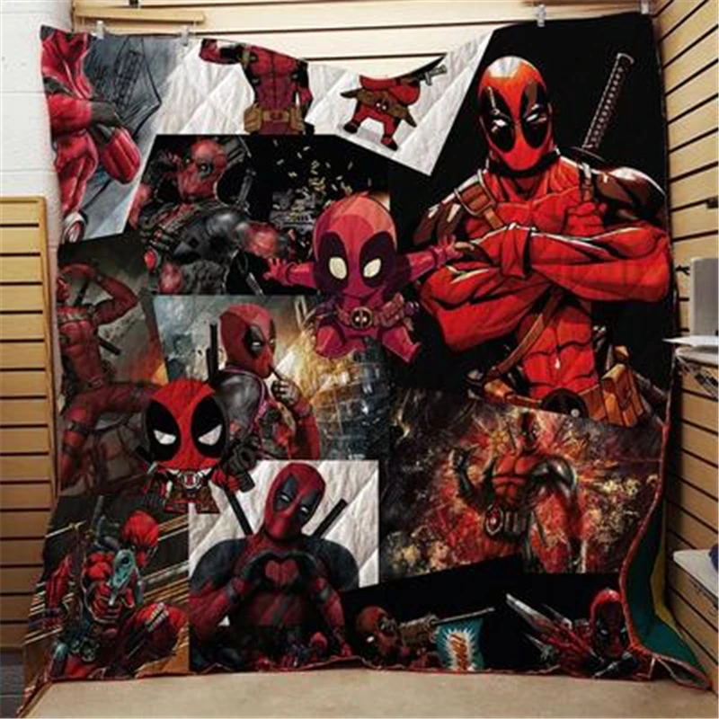Детское стеганое покрывало для дивана Deadpool с 3D принтом двуспальный размер мягкие