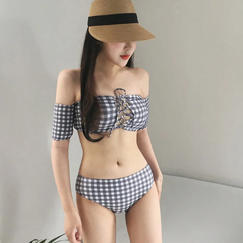 Комплект бикини без бретелек сексуальный пуш ап женский купальник женское