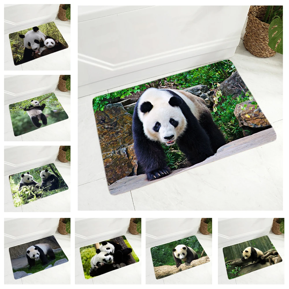 

Cute Panda Doormat Non-Slip Super Soft Flannel 40x60cm Rug Decor Animal Floor Door Mat for Hallway Children Room