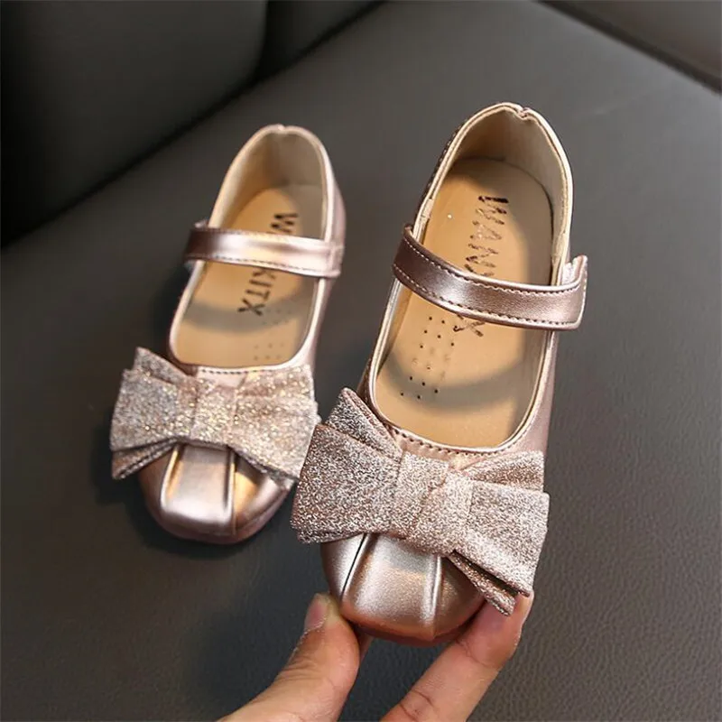 Обувь для девочек Вечерние черные туфли принцессы с бантом Школьная обувь mary jane