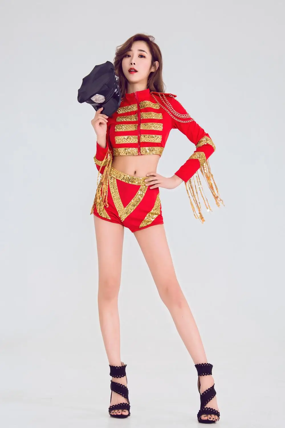 Для женщин Красный боди для джазовых танцев костюмы бар Dj танцоров пикантные