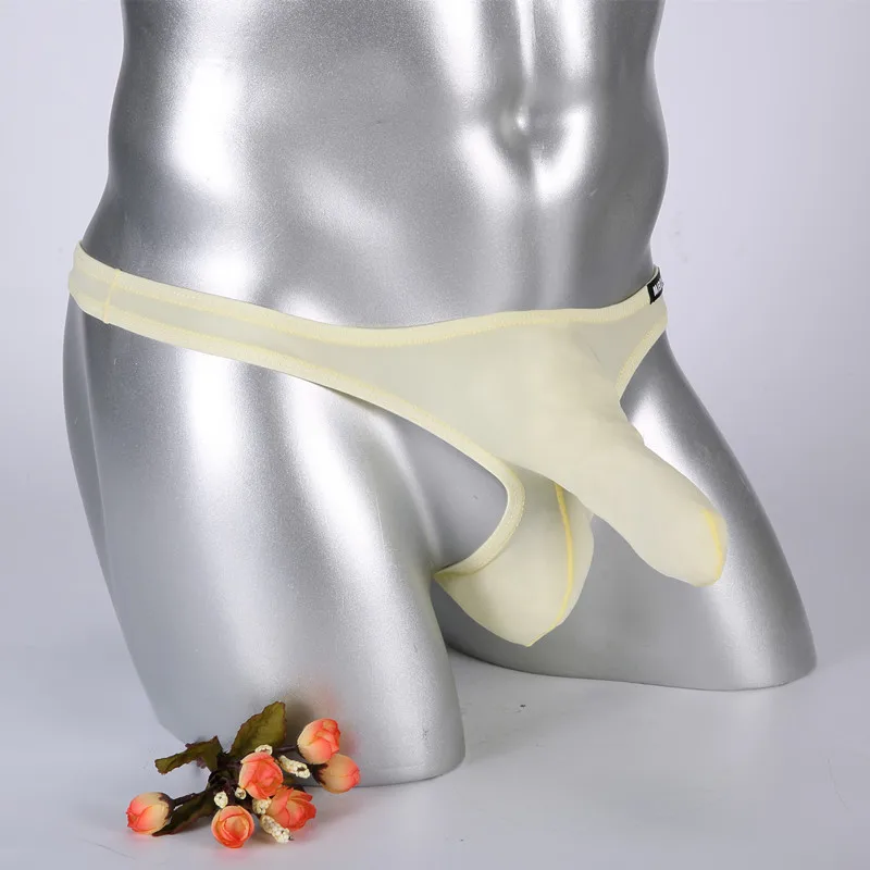 Мужское нижнее белье Elephant pantes Ice Silk мужские стринги G String Насадка-презерватив сексуальное нижнее белье трусы бикини стринги трусики-стринги - Цвет: light yellow