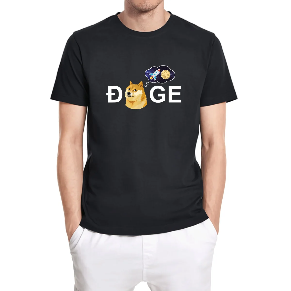 Для мужчин футболка дожкойн Doge HODL To the Moon And крипто мем забавная Мужская футболка размера плюс с рисунком героев из мультфильмов one piece - изображение