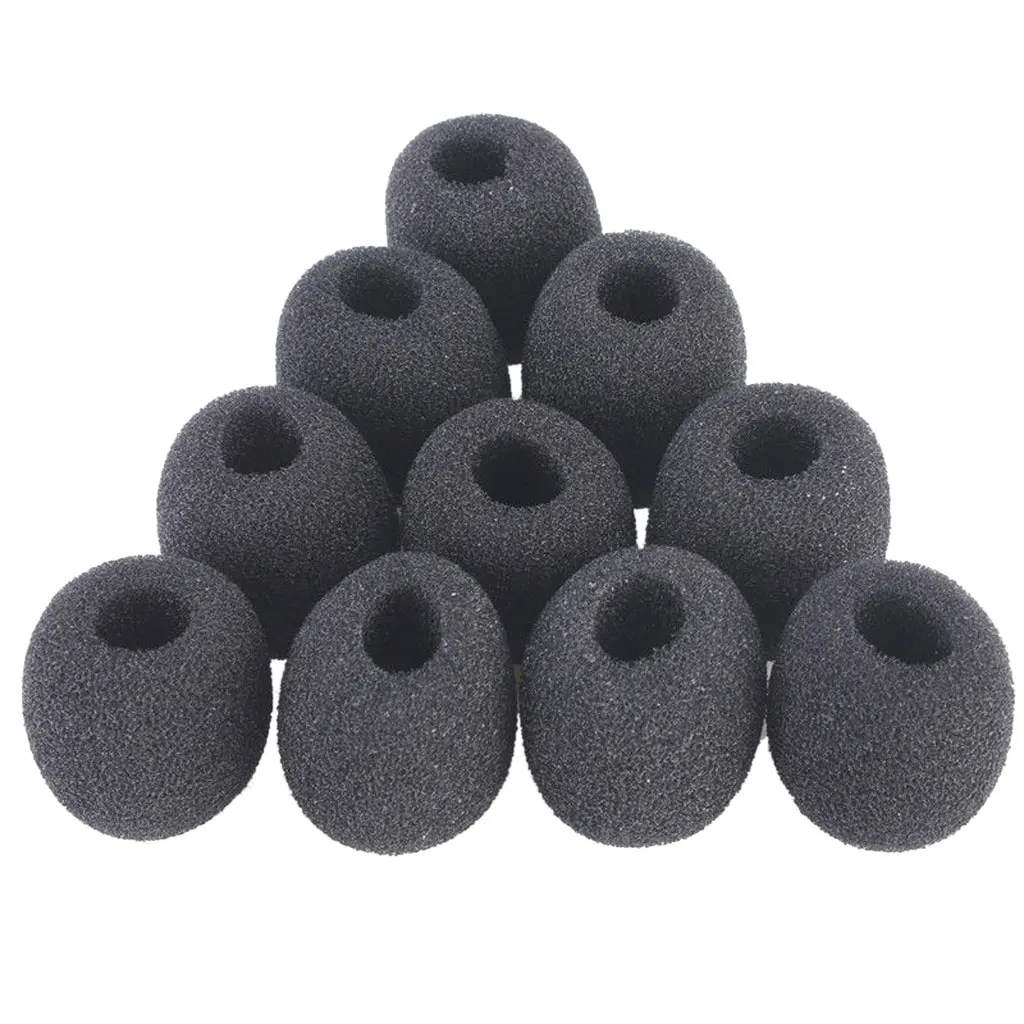 

200pcs Clip-on Microphone Foam Covers Windscreen Windshields Black for Interview Tour Guard Outdoor