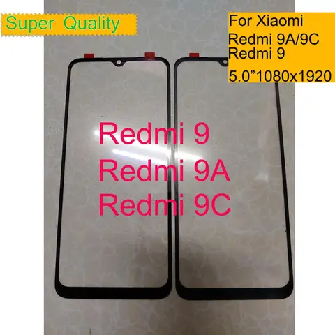 10 шт./лот для Xiaomi Redmi 9 9A 9C Сенсорная панель передняя внешняя стеклянная линза для REDMI 9i 9AT Переднее стекло сенсорный экран с OCA