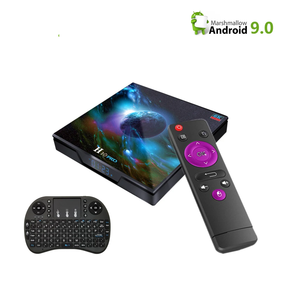 Приставка Смарт-ТВ H10 Pro 4 + 32/16 ГБ Android 2020 6K | Электроника