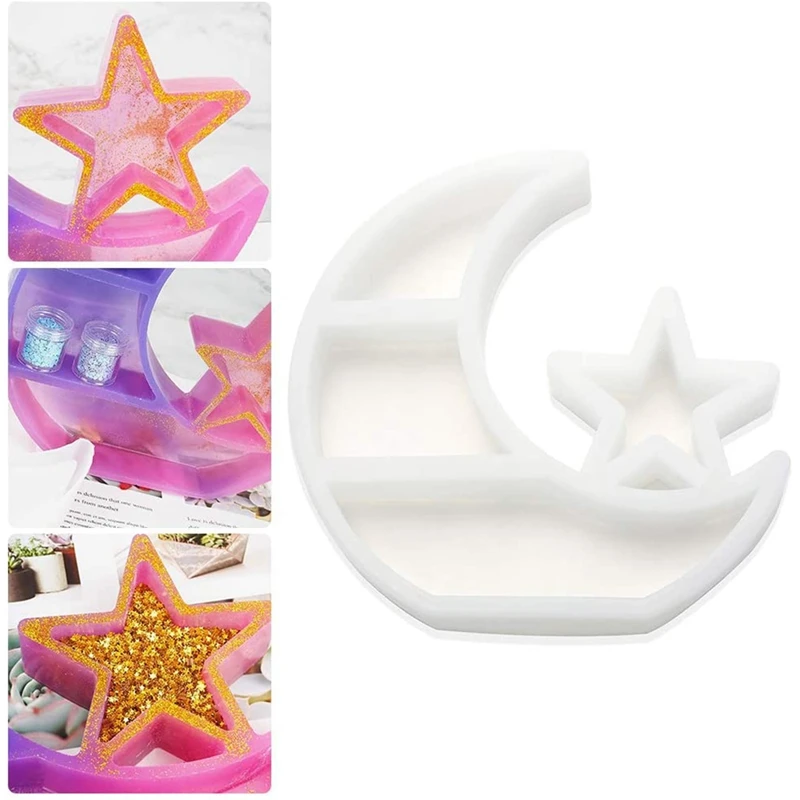 

Large Crescent Moon Tray Resin Mold Moon Star Shelf Crystal Display Tray Jewelry Plate Resin Casting Molds Craft Tools