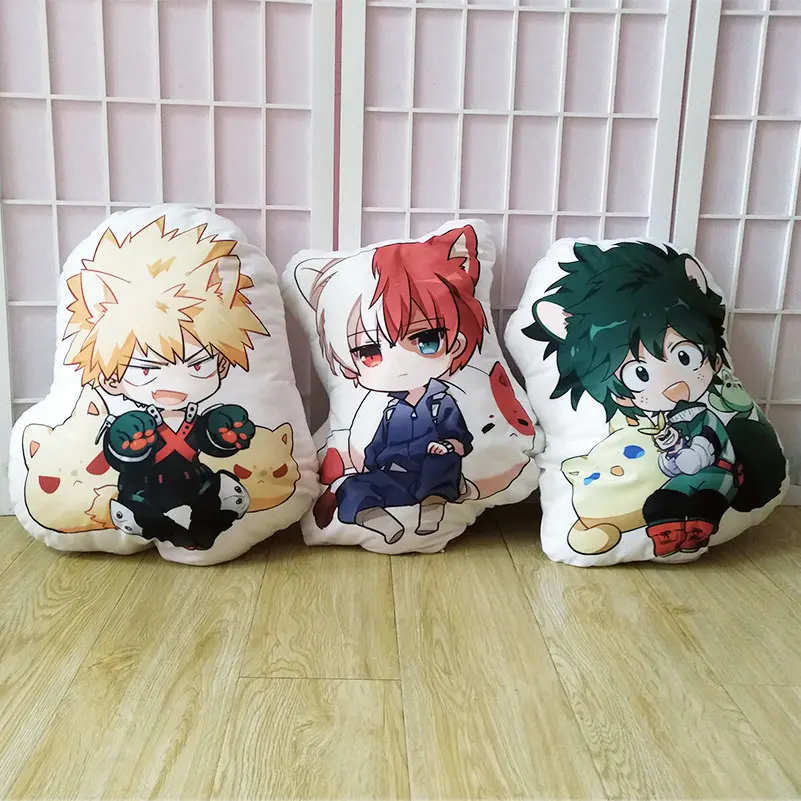 

Подушка My Hero моя геройская Академия Игрушка Аниме Izuku Bakugou Todoroki Tsuyu Kirishima Eijiro Мягкая кукла двухсторонний чехол 50 см