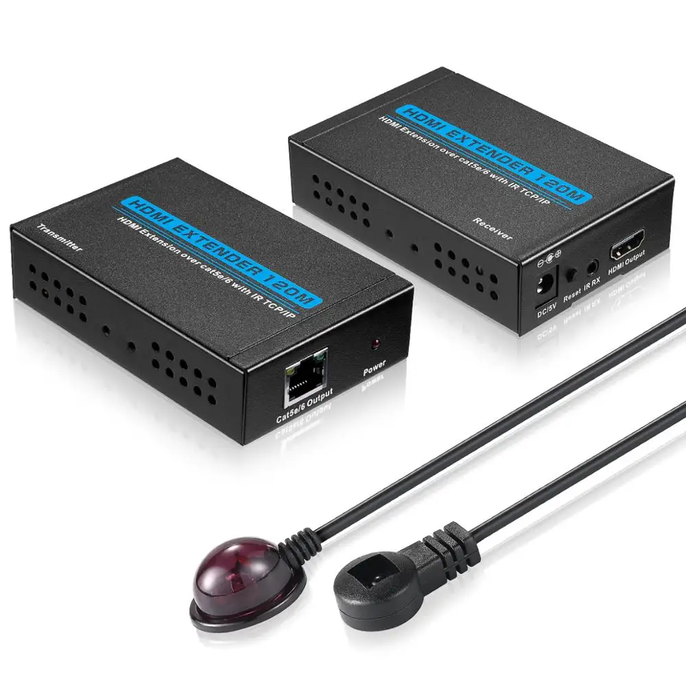 120 м HDMI удлинители репитер по Cat 6 7 Ethernet кабели с ИК функцией Rj45 передатчик TX/RX