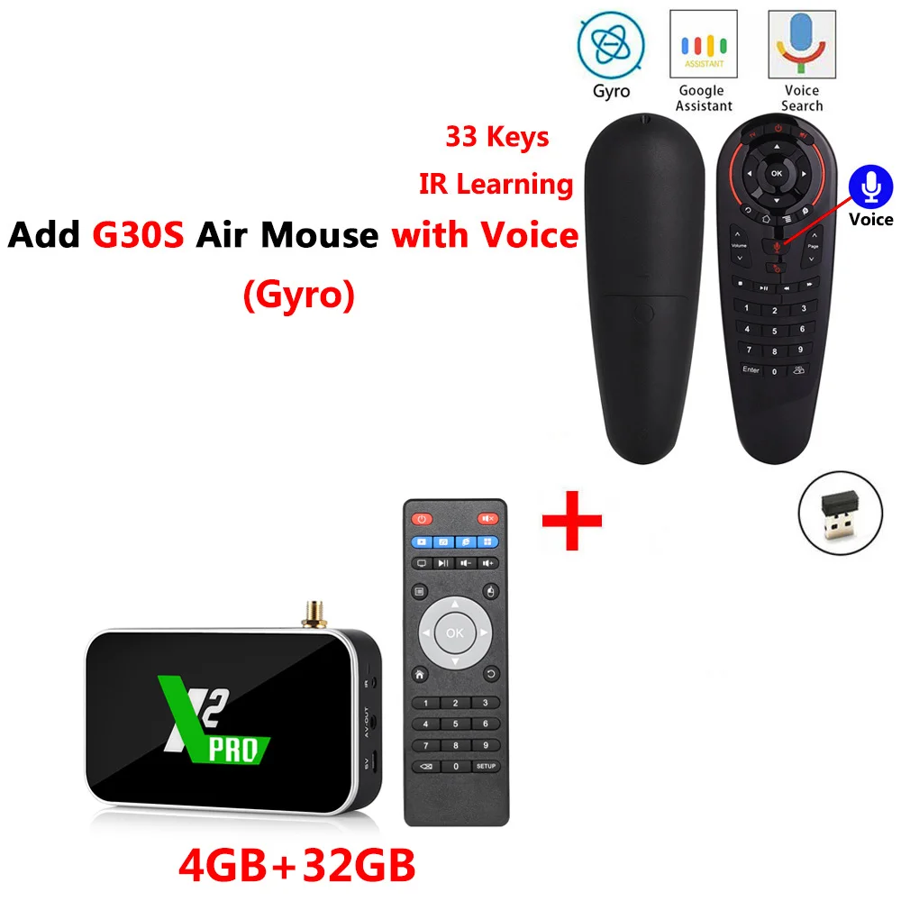 X2 PRO add G30S X2 cube X2 PRO Smart Android 9,0 tv Box Amlogic S905X2 2 ГБ 4 ГБ DDR4 16 ГБ 32 ГБ rom 2.4G5G WiFi 1000M Bluetooth 4K HD медиаплеер - Color: X2 PRO add G30S