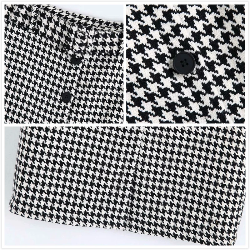 Женская твидовая юбка миди с поясом винтажная клетчатая офисная высокой талией