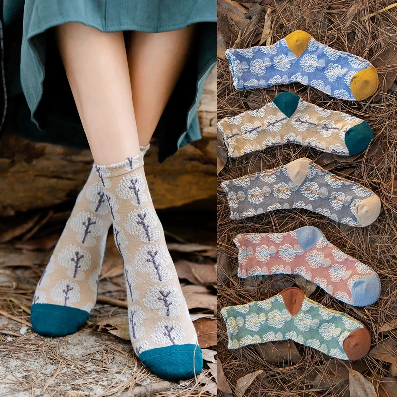 10 pieces = 5 pairs women socks retro classical new fund of 2021 autumn winters socks female socks women winter