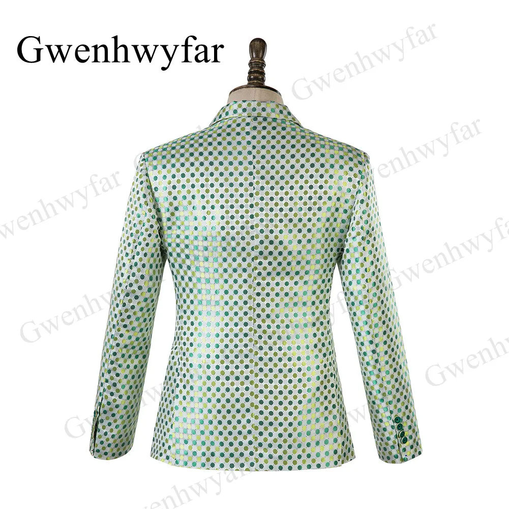 Костюм Gwenhwyfar Homme модный мужской свадебный костюм в горошек с отворотом смокинг