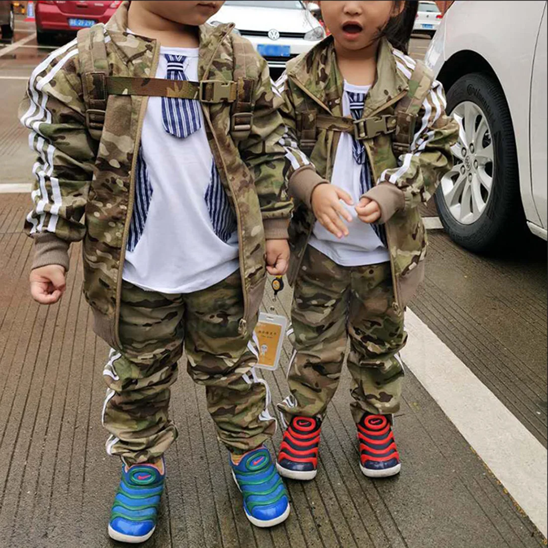 

Gopnik Style Tactical Sportswear Camo Full Clothes Set For Kids - (Flat Hem Bottom) MC BK (Size 1 2 3)