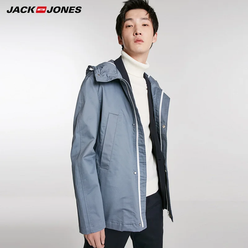 Осенний мужской Тренч средней длины с капюшоном Jack Jones | 218421504|Мужские куртки|