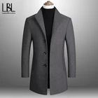 Мужское повседневное плотное пальто, однотонная мужская шерстяная куртка, одежда из смешанной шерсти, мужское модное пальто, одежда на осень и зиму, высокое качество, Новинка