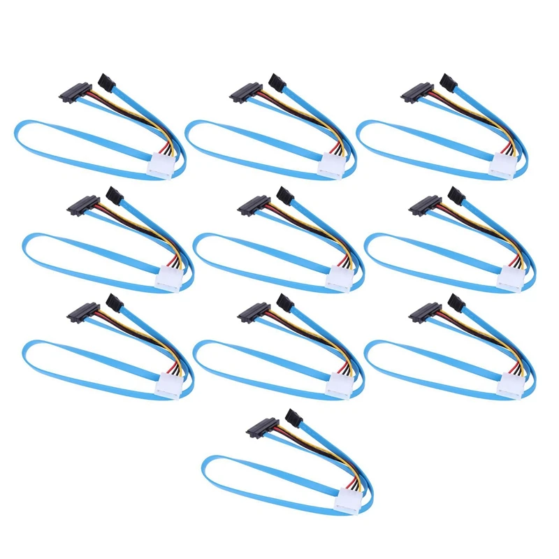 

10 Pcs SATA Cable for SAS 29PIN+4PIN Male to Female Power Adapter Serial SATA ATA Cable Hard Disk Data Cable 70cm