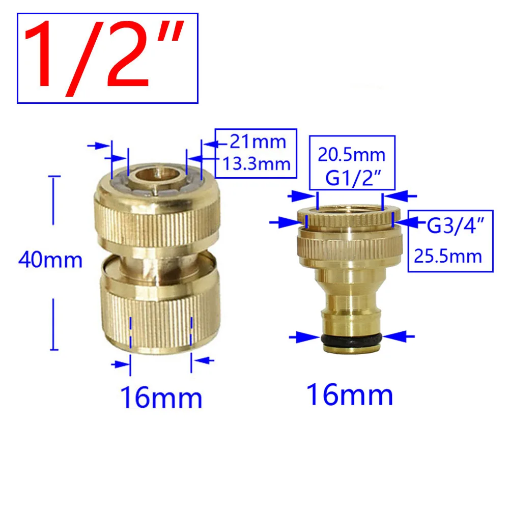 1/2" 5/8" 3/4" Garden Hose Quick Connector Brass Kit Female 1/2 3/4 Inch Thread Joint Irrigation Hose 8/11 16mm 20mm Adaptor 1pc