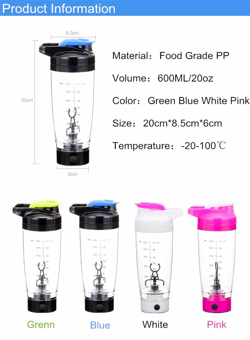 600ml Electric Automation Protein Shaker Blender My Water Bo