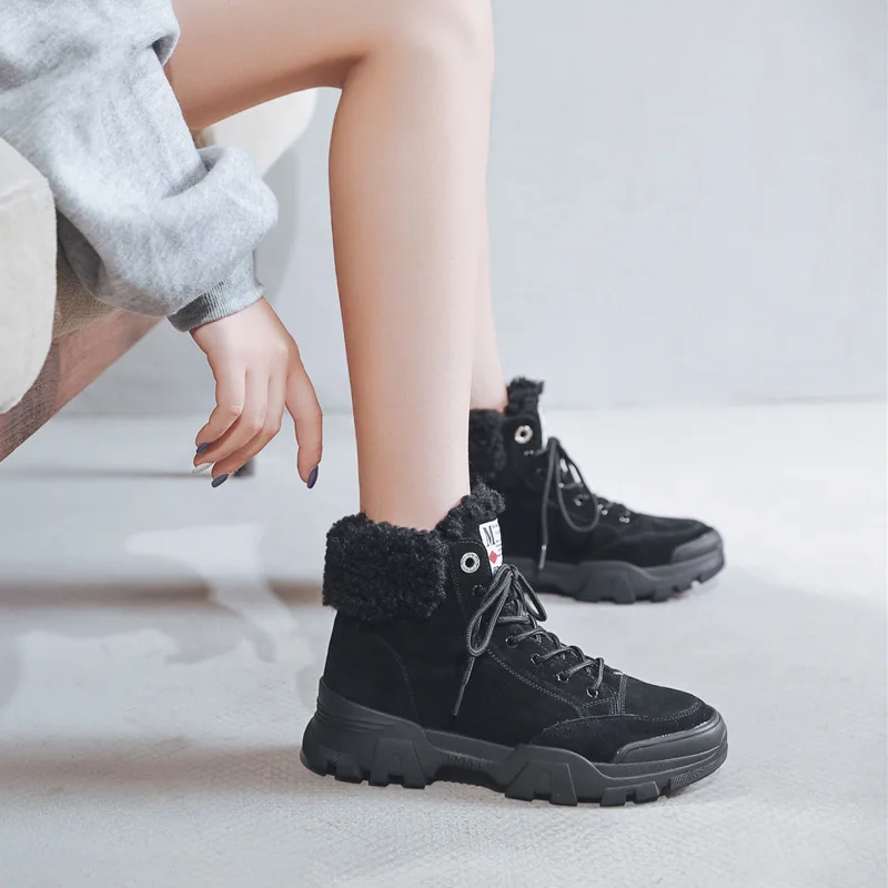 2019 г. новые осенние ботинки martin женские модные простые однотонные замшевые