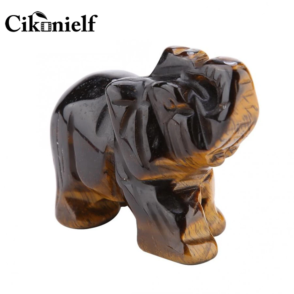 9 цветов натуральный камень резной слон кристалл Статуэтка Lucky 2 дюйма