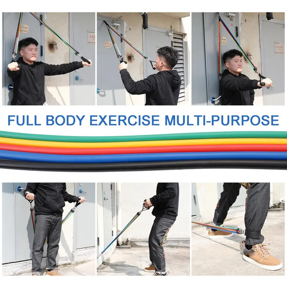 11 шт. фитнес Тяговая веревка Резистентные ленты латексная сила тренажеры для