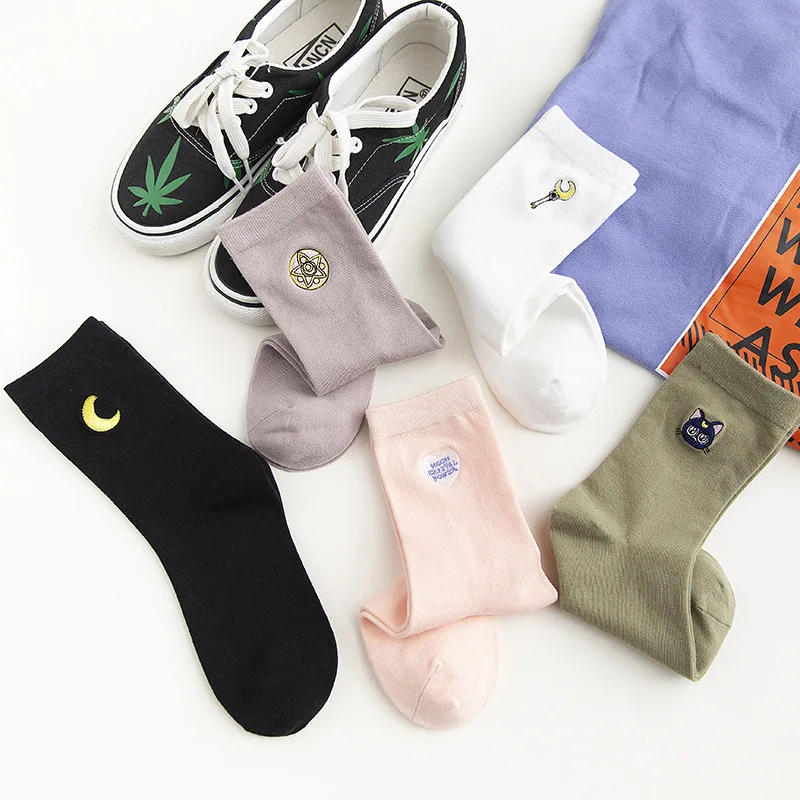 Женские хлопковые носки в стиле Харадзюку короткие милые хипстерские модные