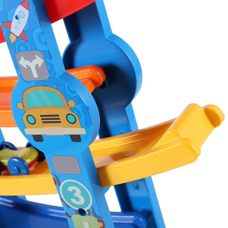 Гоночный трек с рампой и 6 миниатюрными инерционными машинками раздвижной