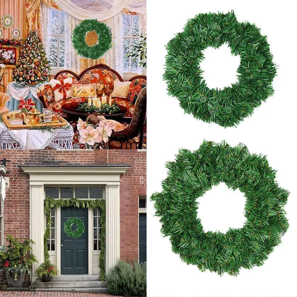 

1 Pcs Green Artificial Pine Wreath Garland for Front Door Window Fireplace Christmas Decoration