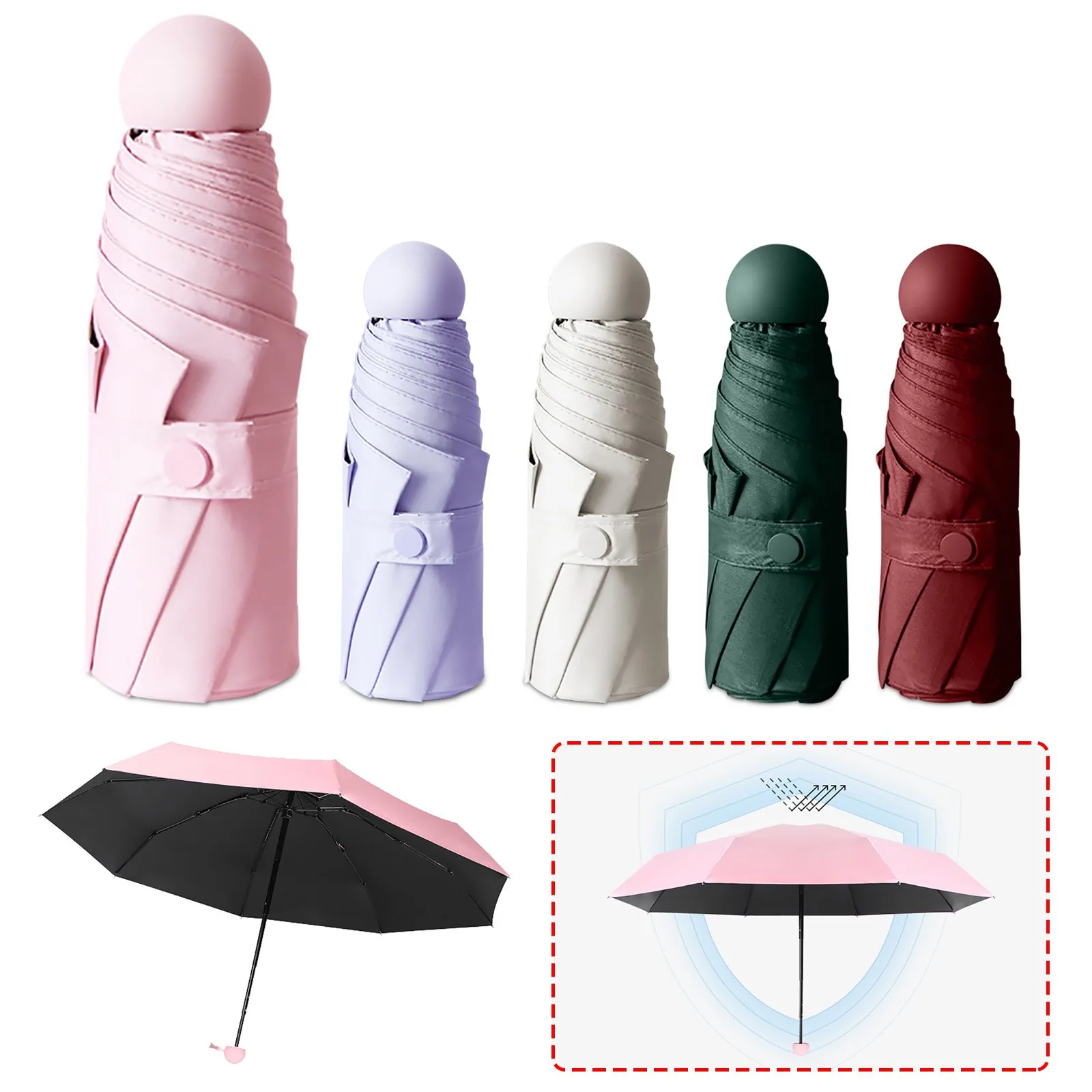 

Mini Umbrella Windproof UV Rain Protection Pocket Umbrella Portable Travel Rain Women Umbrella Pocket Children Umbrellas 2021