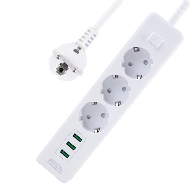 Удлинитель с европейской розеткой водонепроницаемый 5 В 3 1 А 3USB порта|Удлинители
