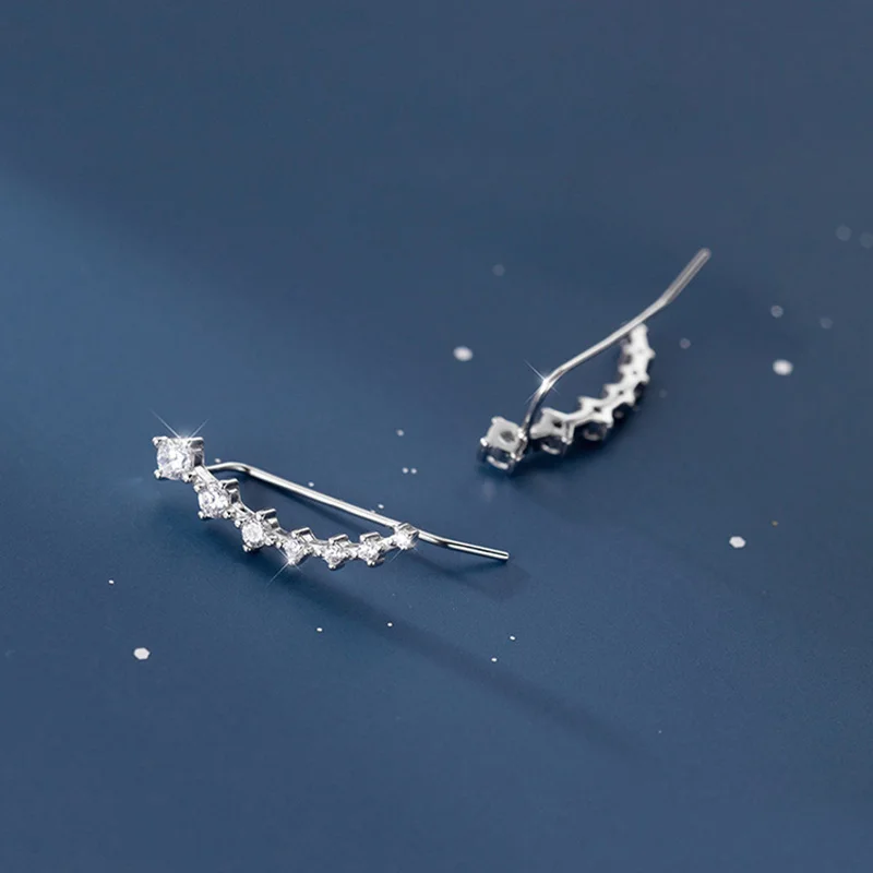 

Real 925 Sterling Silver Zircon Star Stud Earrings For Fashion Women Party Fine Jewelry Bohemian Minimalist Accessories