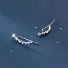 Натуральная 925 Стерлинговое Серебро циркон серьги-гвоздики со звёздочками для Модные женские вечерние ювелирные украшения в богемном стиле минималистский аксессуары