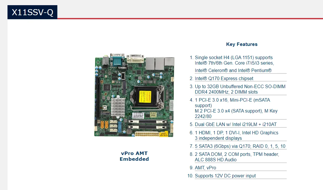 Bestellen Neue Boxed X11SSV-Q Einzel-kanal Service Motherboard Mini-ITX Kleine Board Unterstützt Core I7I5I3 Q17 Remote Management NAS